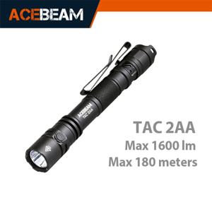 ACEBEAM TAC 2AA LED 손전등, 1600 루멘, 181 미터 휴대용 EDC 손전등, USB-C 충전식 배터리, 더블 버튼 손전등