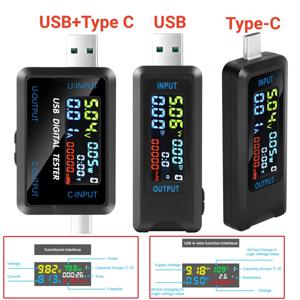 USB 테스터 DC 디지털 전압계, 전류 전압 계량기, 전압 전류계 감지기, 보조배터리 충전기 표시기, 10 in 1