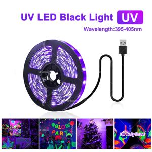 USB UV LED 스트립 라이트, 어둠 속에서 빛나는 LED 블랙라이트, 385-400nm 자외선 UV 램프, 할로윈 형광 파티 네온 포스터