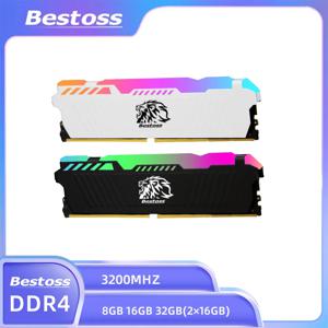 Bestoss Memoria RAM RGB DDR4 키트, 데스크탑용 3200 3600MHz, 288 핀, 1.2V DIMM RAM, 8GB, 16GB, 32GB (2x16GB)