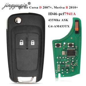 Jingyuqin G4-AM433TX ID46-PCF7941 자동차 원격 키 포브, Opel, Vauxhall Corsa D 2007 + 2012 Meriva B 2010 + 2014 플립 제어, 433Mhz