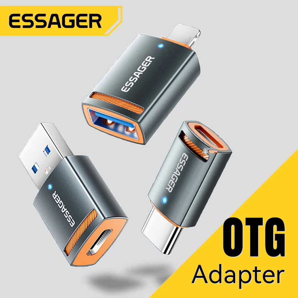 Essager USB3.0 OTG 어댑터, 맥북, 샤오미, 아이폰용, C타입 USB-A 마이크로 암-USB 마이크로 iP C타입 수 변환기