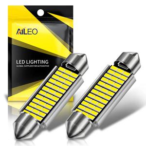 AILEO 자동차 인테리어 조명, C5W LED 캔버스, 31mm, 36mm, 39mm, 42mm, C10W LED 전구 4014 칩, 12V 독서 램프, 흰색 6000k 오류 없음, 2 개