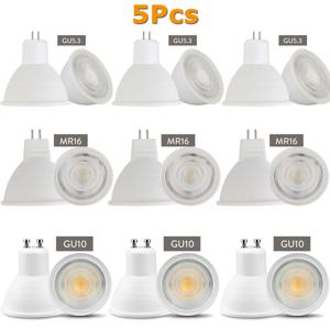 5X GU10 MR16 GU5.3 디밍 가능 LED 스포트라이트 7W 220V 110V COB 전구, 아주 밝은 테이블 램프 다운라이트 쿨 화이트 웜 화이트