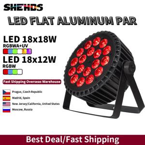 SHEHDS 알루미늄 합금 LED 플랫 파 조명, DJ 장비, 18x12W RGBW, 18x18W RGBWA + UV DMX512 디스코 크리스마스 조명