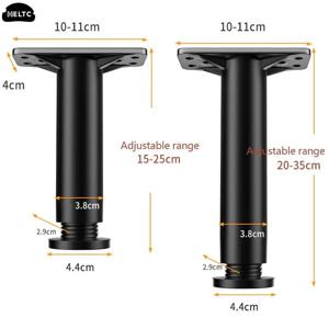 신축성 조절 가능한 블랙 침대 빔 지지대, 발 강화 플라스틱 가구 다리 소파 다리 침대, 바닥 하중 지지 브래킷, 1 개