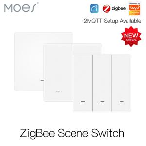 MOES-Tuya ZigBee 무선 9 씬 스위치, 푸시 버튼 배터리 구동 송신기, 스마트 라이프 앱 자동화 1/2/3 Gang