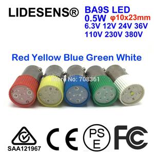 LED BA9S 전구, 0.5W B9 베이스, 110V, 120V, 230V, 240V, 전문 전구 장비, 기계 조명, 미니 전구, 5 피스