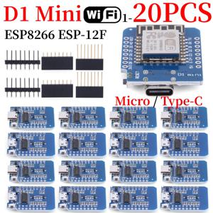 미니 와이파이 개발 보드 ESP-12F, ESP8266 D1, CH340G, CH340, V2, USB Wemos D1, 미니 Nodemcu, Lua Iot 보드, 3.3V, Met 핀, 1-20 개