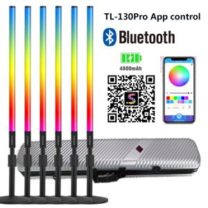 TL-130Pro 스마트 Synkitt 앱 제어 블루투스 RGB LED 튜브 라이트 바, 케이스 색상 변경, 네온 DJ 파티 이벤트 라이트, 6 팩