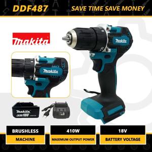 Makita DDF487 드라이버 드릴, 18V LXT 브러시리스 모터 컴팩트, 큰 토크 리튬 배터리, 전기 스크루드라이버, 무선 전동 공구