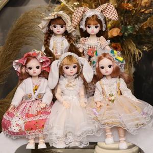 애니메이션 카와이 인형 풀 세트, 1/6 Bjd 인형, 치마 모자 머리 장식, 23 관절 움직일 수 있는 몸, 소녀 선물 원피스, DIY 장난감 다시 태어난, 30cm