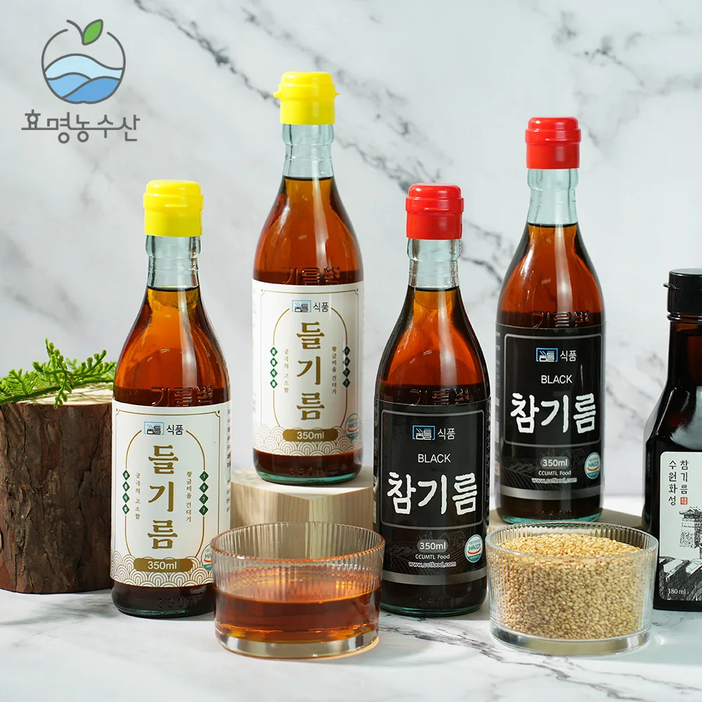 ★HACCP인증★[1+1]통깨 1회착유 진한 참기름350ml+들기름350ml 저온압착 전통 방식