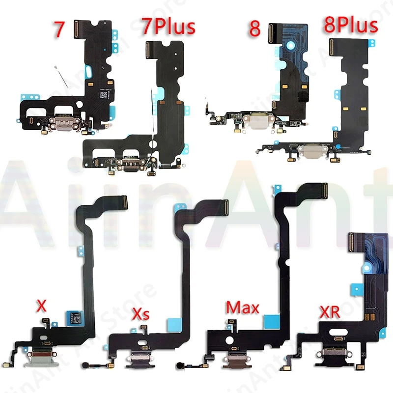 AiinAnt USB 포트 충전기 도크 커넥터 마이크 충전 플렉스 케이블, 아이폰 7 8 플러스 Xs 맥스 X XR 도크 충전 플렉스