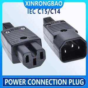 IEC C15 C14 C13 전원 커넥터, 10A250V AC 3 프롱 전기 플러그 어댑터, 암 수 배선, 산업용 IC 작업 액세서리, 블랙