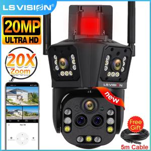 LS VISION 야외 360 ° 감시 보안 카메라, 스마트 홈 AI 추적 CCTV 캠, 와이파이 IP 카메라, 10K, 20MP, 5 렌즈 20X 줌