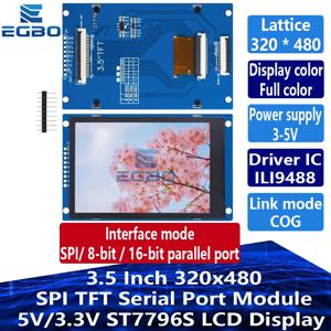 EGBO 아두이노용 SPI TFT 직렬 포트 모듈, PCB 어댑터, ST7796S LCD 디스플레이, 3.5 인치, 320x480, 5V, 3.3V