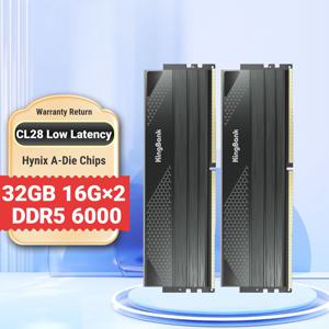 KingBank 듀얼 채널 컴퓨터 데스크탑 PC 하이닉스 A 다이 메모리 키트, CL28 메모리, DDR5 32GB RAM, 16GB X2, 6000MHZ RAM, UDIMM