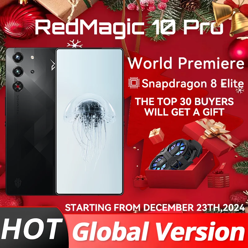 RedMagic 10 Pro 5G 게임용 휴대폰, 월드 프리미어 글로벌 버전, 6.853 인치 Snapdragon 8 Elite 7050mAh 80W 충전, 50MP NFC