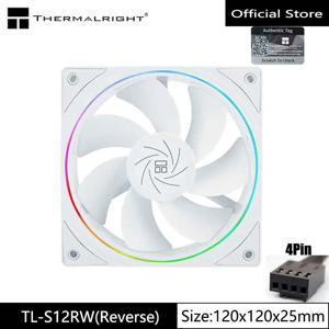 Thermalright TL-S12R 컴퓨터 케이스 선풍기, 역방향 공기 배출구, 헤일로 조명 효과, 4 핀 PWM, 5V, 3 핀 ARGB,1500RPM, 12cm