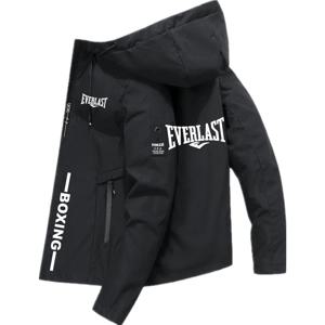 EVERLAST BOXING 남성용 방풍 지퍼 재킷, 캐주얼 후드 야구 재킷, 야외 스포츠 하이 퀄리티, 용수철 가을 브랜드, 신상