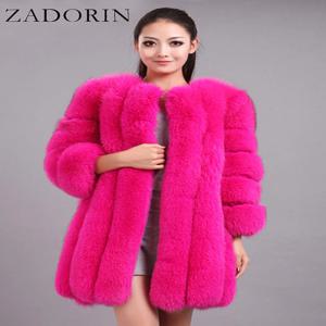 ZADORIN S-4XL 겨울 럭셔리 가짜 여우 모피 코트 슬림 롱 핑크 레드 블루 가짜 모피 자켓 여성 가짜 모피 코트 Manteau Fourrure