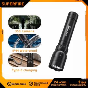 SUPERFIRE GTS6 미니 고출력 EDC LED 손전등, USB-C 충전식 내장 18650 배터리, 매우 밝은 토치, 캠핑 랜턴