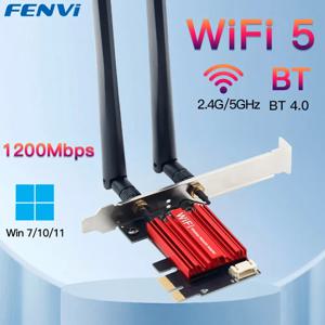 FENVI WiFi 5 PCI-E 무선 어댑터 AC1200 네트워크 카드 듀얼 밴드 2.4G/5GHz 802.11AC 블루투스 4.0 데스크톱 Windows 7/8/10/11