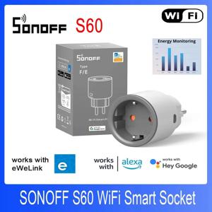 SONOFF S60 EU/UK 와이파이 소켓, 스마트 홈 플러그, 전원 모니터 콘센트, eWeLink 원격 제어, Alexa Google Home Smart Things Yandex