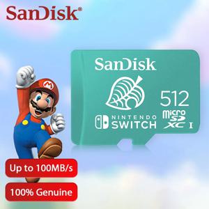 SanDisk 마이크로 SD 메모리 카드, 마이크로 SDXC, 닌텐도 스위치 게임용 스토리지 128GB, 256GB, 최대 100Mb/s, 512GB 스위치 메모리 카드, 64GB