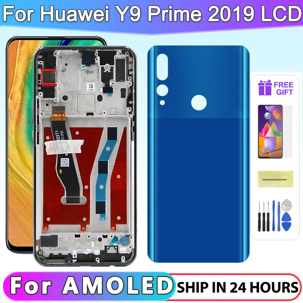 화웨이 Y9 프라임 2019 LCD 터치 스크린 디지타이저 어셈블리, 화웨이 P 스마트 Z STK-LX1 LCD 교체용 AMOLED 디스플레이, 6.59 인치