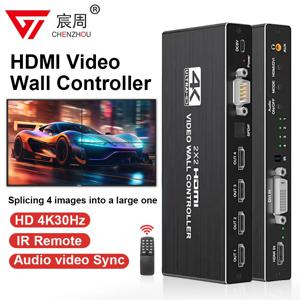 DVI HDMI 비디오 월 컨트롤러, 비디오 스플라이서, HDMI 비디오 월 프로세서 컨트롤러, HDMI 화면 분배기, 180 도 회전, 2X2 1080P 2x2 Video Wall Controller 1 HDMI/DVI In 4 HDMI Out Video Processor Support Screen 180 Degree Rotation 1X2 2X1 3X1 1X4 4X1