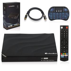 BUY 2 GET 1 무료 vSeeBox V3 Pro 번들, 8K HDMI, 64GB 카드/드라이브, WiFi 확장기, 키보드, 핫 세일