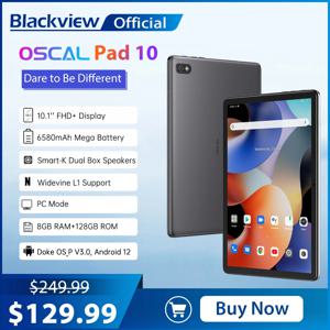 Blackview Oscal 태블릿 패드 10, 안드로이드 12, 10.1 인치 FHD 디스플레이, 8GB, 128GB, 6580mAh, 13MP + 8MP 카메라, T606 옥타코어 태블릿, 듀얼 4G