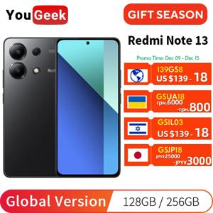 글로벌 버전 샤오미 Redmi Note 13 4G 스마트폰 108MP 트리플카메라 120Hz AMOLED 33W 고속충전 스냅드래곤 685 옥타코어