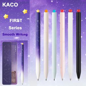 KACO 갤럭시 젤 펜, 퍼스트 하트 스타 시리즈, 로터리 서명 펜 세트, 0.5mm 선물 상자, 학생용 브러시 시험 필기 문구