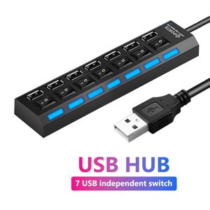 USB 2.0 허브 멀티 USB 스플리터 포트 허브 사용 전원 어댑터 4/ 7 포트 스위치 30CM 케이블 홈