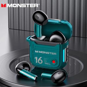 Monster XKT16 블루투스 5.3 이어폰, 기계식 디자인, 무선 헤드폰, 게이머 헤드셋, TWS 소음 감소, 스포츠 이어버드, 신제품