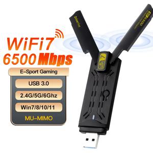 와이파이 7 이더넷 어댑터, 6500Mbps USB 3.0 무선 네트워크 카드, 트리플 밴드 리시버, PC 노트북 윈도우 10/11 드라이버 무료 ,WiFi 7 Ethernet Adapter 6500Mbps USB 3.0 Wireless Network Card Triple Band Receiver For PC/Laptop Windows 10/11 Driver Free