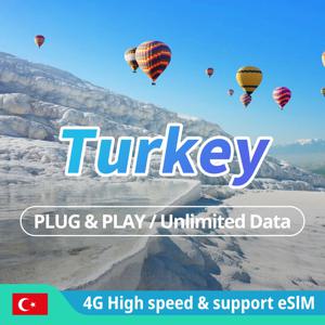 터키 선불 데이터 SIM 카드, eSIM 여행 4G LTE 무제한 인터넷 SIM 카드, 터키 영국 유럽용 데이터 카드