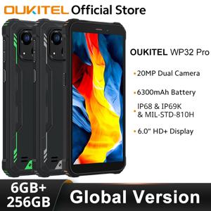 Oukitel WP32 프로 견고한 스마트폰, 글로벌 버전, 6 인치 HD, 6GB + 256GB, 6300mAh, 옥타코어 휴대폰, 20MP 휴대폰