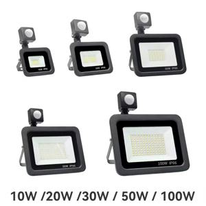 PIR 모션 센서 LED 투광 조명, 야외 LED 스포트라이트, 10W, 20W, 30W, 50W, 100W, IP66 방수, 야외 정원 조명 가로등