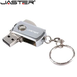 JASTER-메탈 USB 플래시 드라이브 회전 펜 드라이브 4GB 8GB 16GB 32GB 64GB, 실제 용량 펜드라이브 USB 메모리 스틱 키 체인 포함