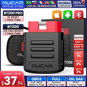 MUCAR BT200 자동차 진단 도구, 모든 차량용 블루투스 와이파이 스캐너, OBD2 테스터, 15 리셋 진단