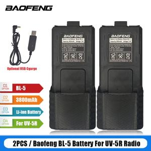 BAOFENG UV-5R 배터리, Pofung UV5RA UV-5RE DM-5R 플러스 BF-F8 RT-5R 워키토키 BL-5 배터리 3800 호환 USB 1 개, 2 개