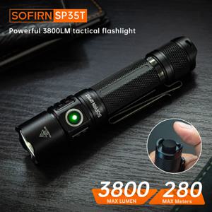 Sofirn SP35T 3800lm 전술 21700 손전등 강력한 LED 조명 USB C 충전식 손전등 듀얼 스위치 역률계 ATR