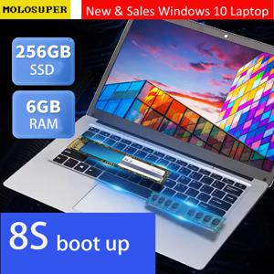 MOLOSUPER 14 인치 휴대용 노트북 PC, 6GB RAM, 64GB + 128GB/256GB, M.2 SSD, USB 3.0, 와이파이, 윈도우 10 게임용 노트북