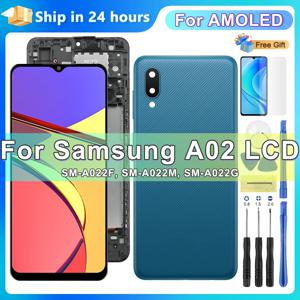 프레임 터치 스크린 디지타이저 어셈블리 포함 AMOLED LCD 디스플레이, 삼성 갤럭시 A02, A022, A022M, A022F, A022G, SM-A022F, 6.5 인치