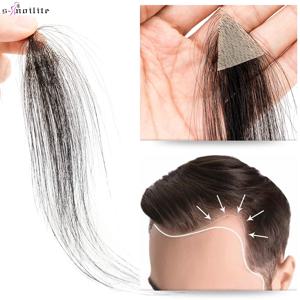 S-noilite 남성용 Toupee 앞머리 인모 자연스러운 모발, PU 헤어피스 헤어 패치, 탈모용 보이지 않는 익스텐션, 6 인치 헤어라인