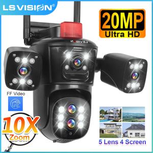 LS VISION 무선 야외 PTZ CCTV 카메라, 스마트 추적, 와이파이 감시 캠, 4 개 화면, 10X 줌, 20MP